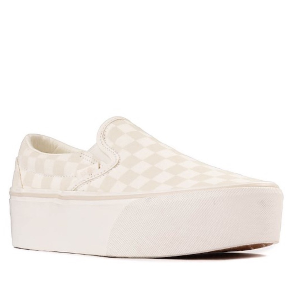 Vans classic slip-on stackform checkerboard-marshmallow white/turtle dove white